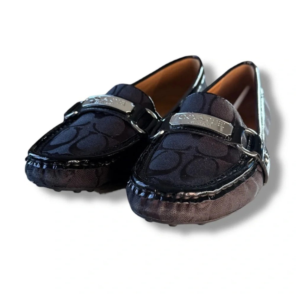 Coach Felisha Woven Classic Print Logo Loafers Shoes Size 8